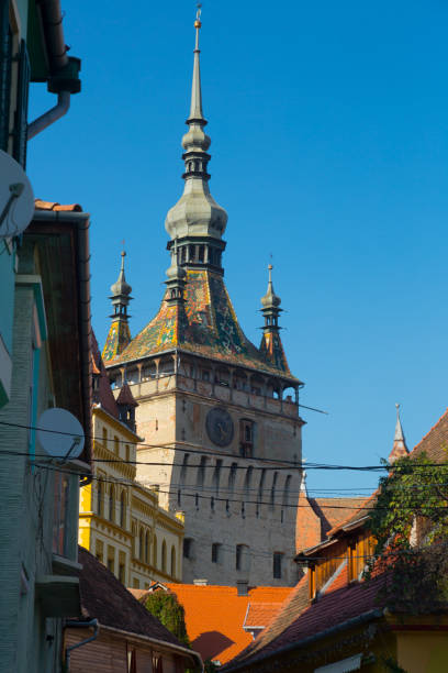 istock Image of view on Clock tower from streets in Sighisoara 905978034
