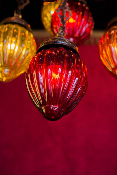 Ottoman Turkish style decorative  lamps are on