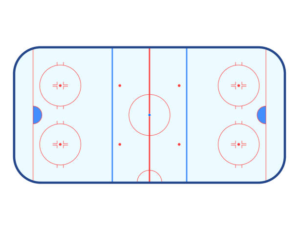ilustrações de stock, clip art, desenhos animados e ícones de vector illustration of ice hockey rink. top view. isolated on white background. - field hockey