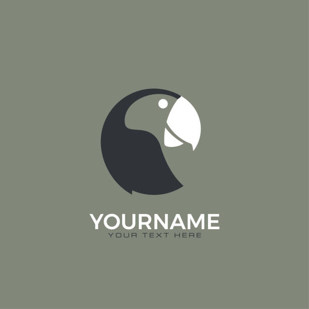 Parrot icon. Dark parrot executed in the style of negative space pics for toucan flying stock illustrations