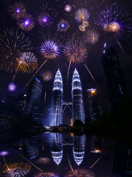 istock Kuala lumpur skyline with Fireworks celebration New year day 905983998