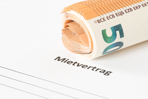 A rental contract for an apartment and Euro banknotes