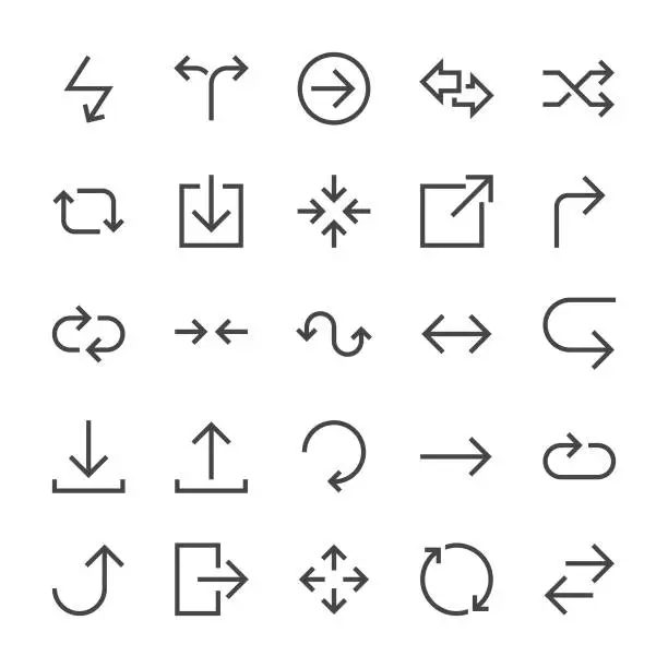 Vector illustration of Arrows Icons - MediumX Line