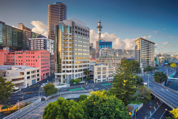 Auckland. Aerial cityscape image of Auckland skyline, New Zealand during summer day. auckland stock pictures, royalty-free photos & images