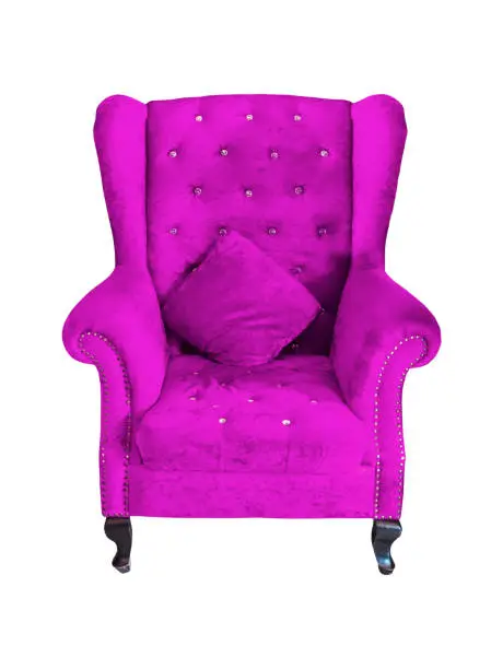 Photo of vintage purple chair,isolated on white background with clipping path.