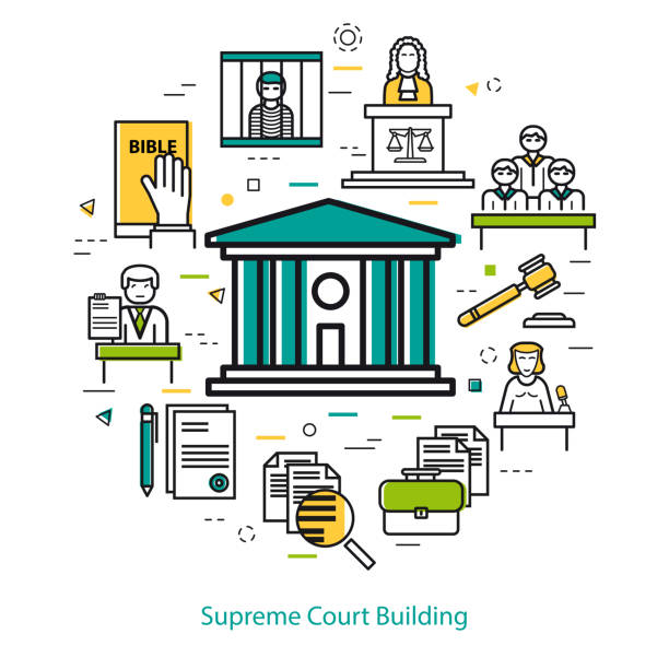ilustraciones, imágenes clip art, dibujos animados e iconos de stock de edificio de la corte suprema - ronda concepto - supreme court