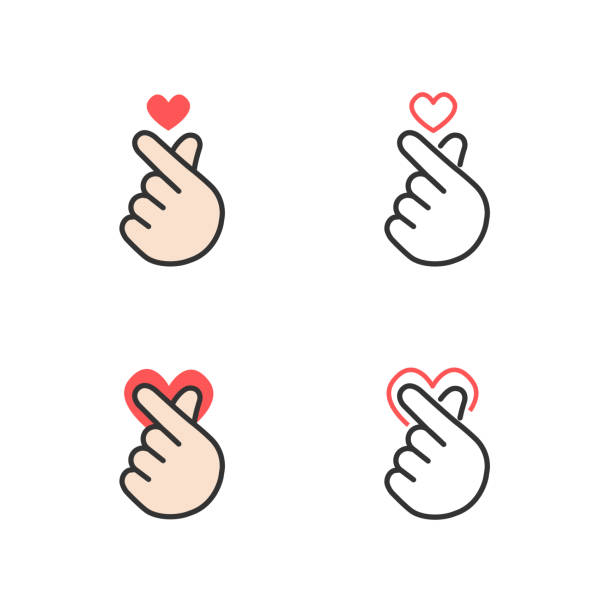 illustrazioni stock, clip art, cartoni animati e icone di tendenza di icona della mano che fa il cuore piccolo, ti amo o mini segno di cuore isolato su sfondo bianco, illustrazione vettoriale - minute hand immagine