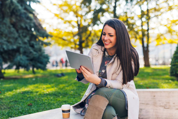 istock Woman at public park 906007686
