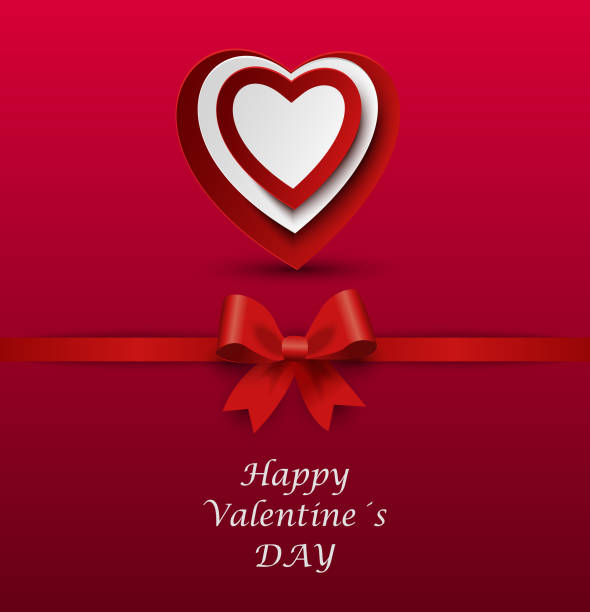 ilustrações de stock, clip art, desenhos animados e ícones de valentine card with red bow and hearts in the background - jubilee bow gift red