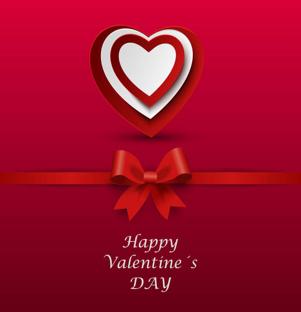 валентина карты с красным луком и сердца в фоновом режиме - jubilee bow gift red stock illustrations