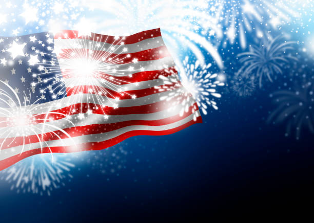 istock USA or America flag with fireworks design at night Independence day illustration 906016496