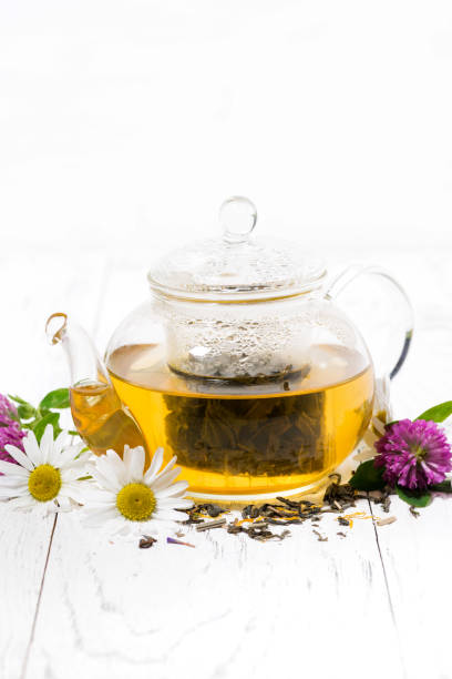 istock fragrant herbal tea in a teapot on white wooden background 906020162