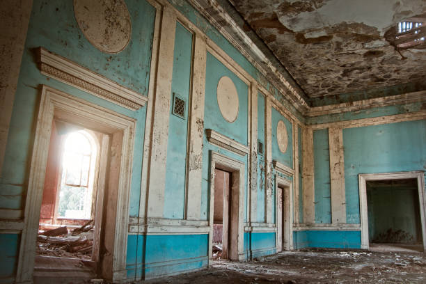 istock Old creepy abandoned rotten ruined haunted theater 906020616