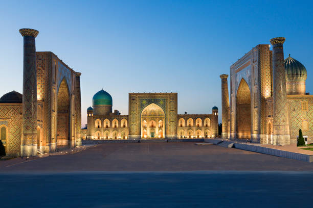 Registan Square, Samarkand, Uzbekistan. Registan Square at the twilight, Samarkand, Uzbekistan. samarkand stock pictures, royalty-free photos & images