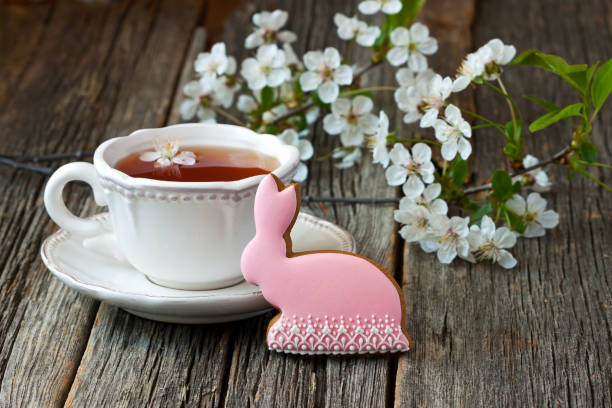 istock Easter composition with tea cup and homemade cookies 906026162