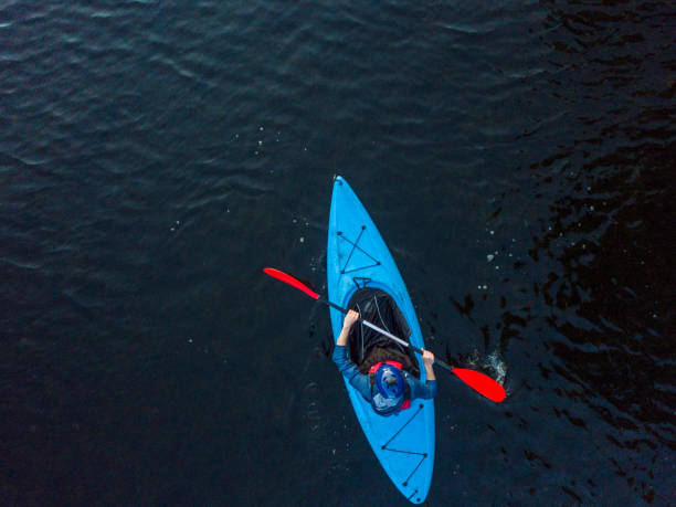 istock Aerial view of a kayaker on a river, Dublin, Ireland. 906029542
