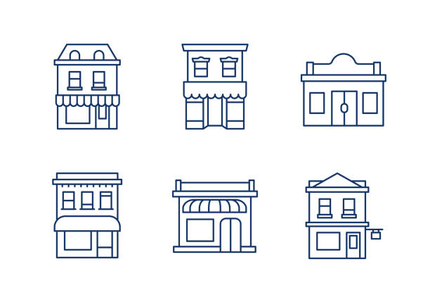 ilustrações de stock, clip art, desenhos animados e ícones de buildings linear icons.editable stroke. - dacian