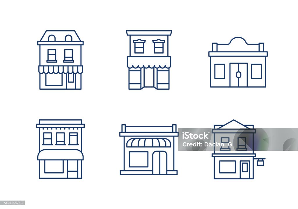 Buildings linear icons.Editable stroke. Buildings linear icons.Editable stroke. eps 10 Line Art stock vector