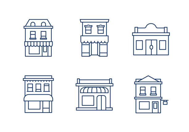 Buildings linear icons.Editable stroke. Buildings linear icons.Editable stroke. eps 10 high street stock illustrations