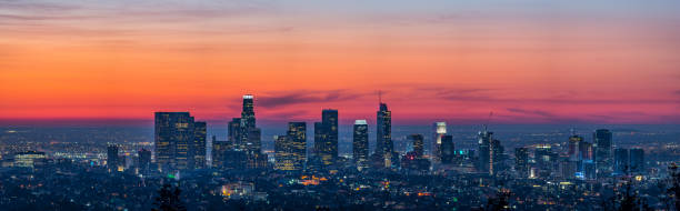 istock Panoramic View of Los Angeles Skyline at Dawn 906044998