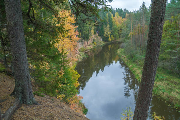 istock Red cliffs in city Masalaca, Latvia. 906112528