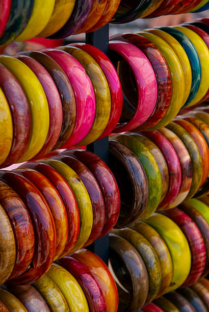 Colorful Wood Bracelets stock photo