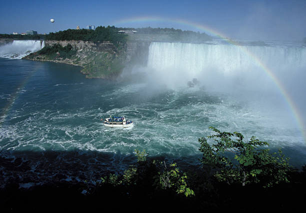 Maid of the Mist and Rainbow stock photo