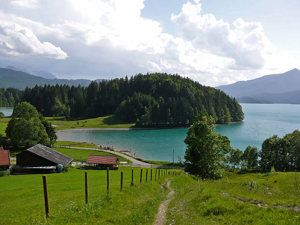 Lake Walchensee in the Bavarian Alps stock photo