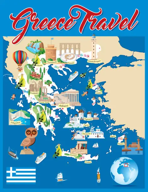 Vector illustration of Cartoon map of Greece