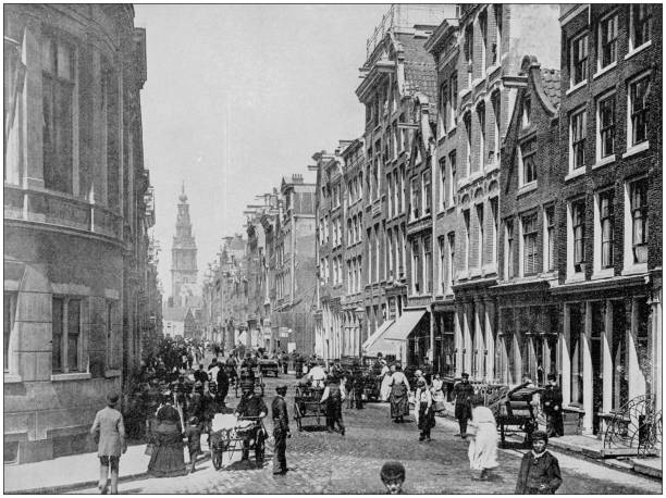 Antique photograph of World's famous sites: Amsterdam, Holland Antique photograph of World's famous sites: Amsterdam, Holland amsterdam photos stock illustrations