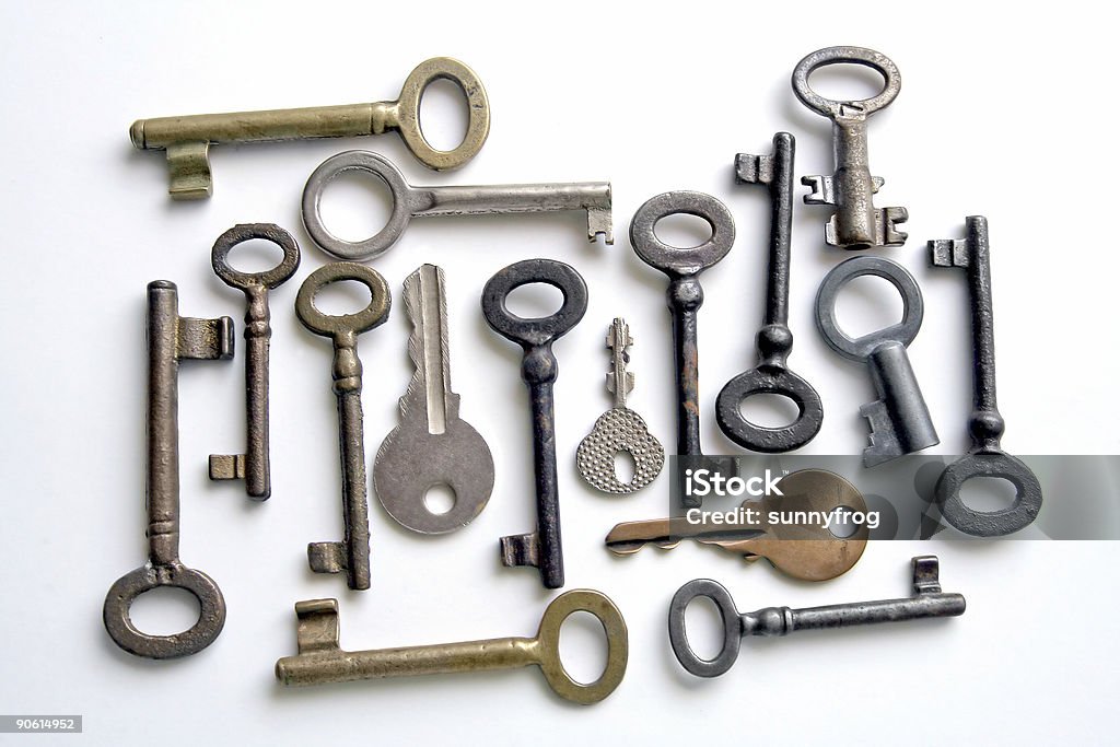 sixteen old keys Color Image Stock Photo