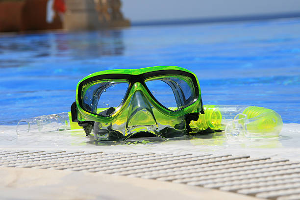 snorkel at the pool stock photo