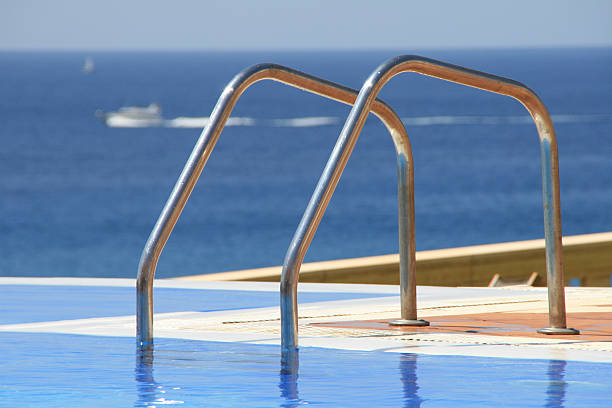 Pool ladder stock photo