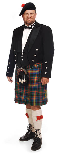 Highlander in kilt on white  sporran stock pictures, royalty-free photos & images