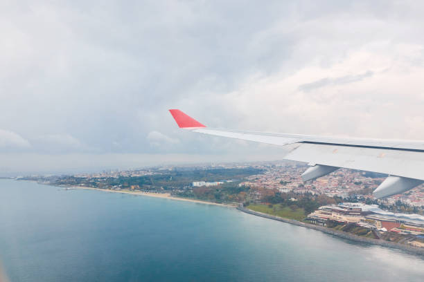istock view from the airplane window to the city 906164510