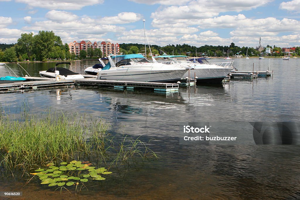 Marina with leisure boats near Magog city  Activity Stock Photo