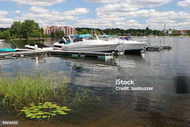 Marina With Leisure Boats Near Magog City Stock Photo - Download Image Now - Activity, Aquatic Organism, Awe