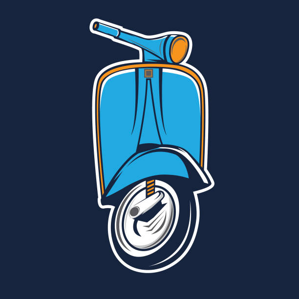 illustrations, cliparts, dessins animés et icônes de modèle de conception classique scooter - moped