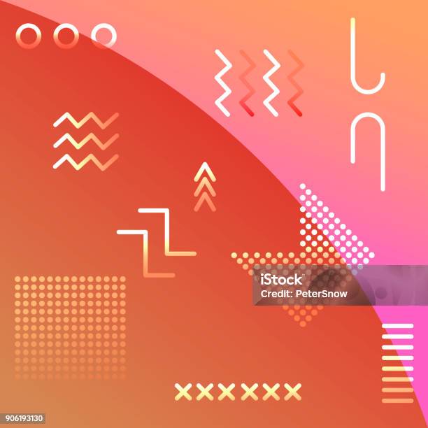 Trendy Geometric Background With Modern Gradients Stock Illustration - Download Image Now - 1980-1989, 1990-1999, Abstract