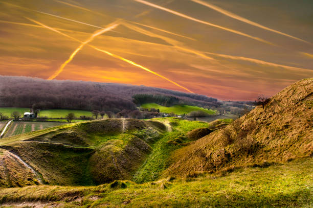 Beautiful sunrise over Cley Hill - Warminster - UK stock photo