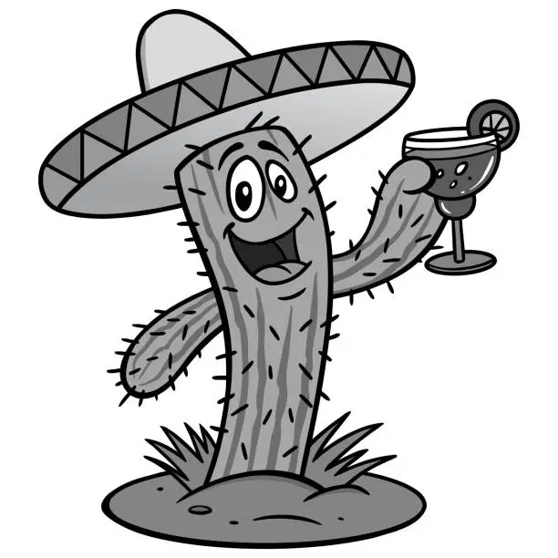 Vector illustration of Cactus with Margarita Illustration