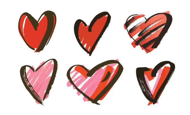 hand drawn hearts collection hand drawn hearts collection vector illustration brush stroke heart stock illustrations