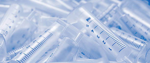 used syringes stock photo