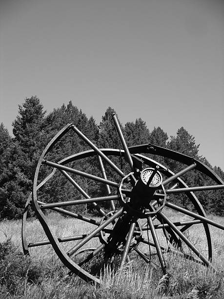 Abandonado de equipamentos para fazenda - foto de acervo