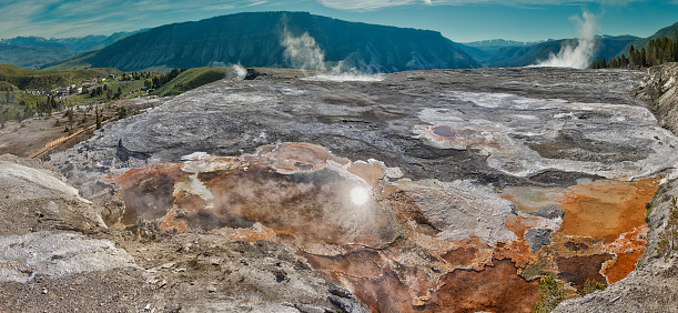 Mammoth Hot Springs in Yellowstone National Park. USA