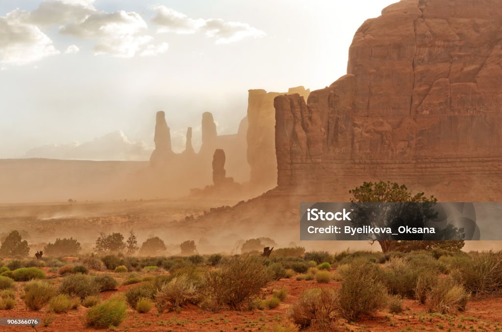 Monument valley. Navajo tribal park, USA. A view in the Monument valley. Navajo tribal park, USA. Arizona Stock Photo