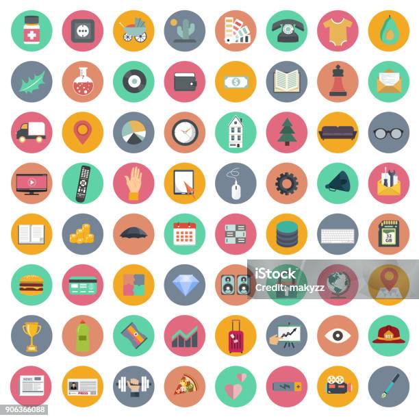 Icon Set For Websites And Mobile Applications Universal Set Flat Vector Illustration Stock Illustration - Download Image Now