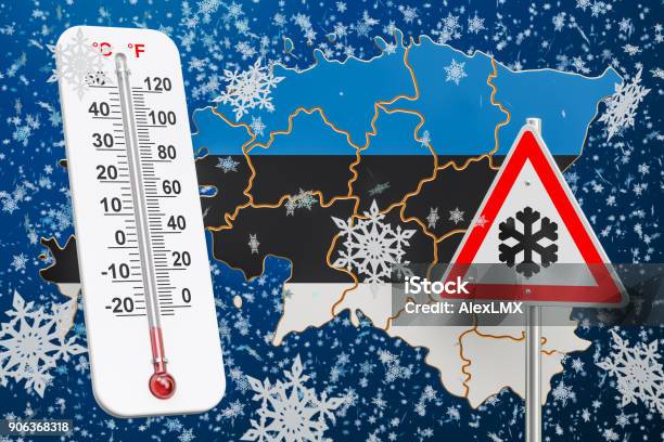 Snow Hurricane Blizzards And Winter Storm In Estonia Concept 3d Rendering Stock Photo - Download Image Now