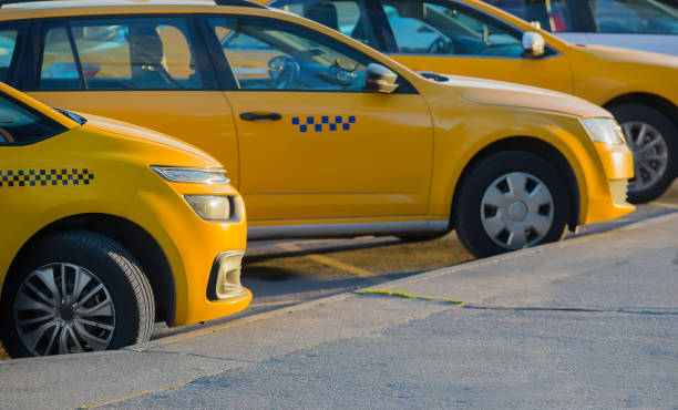 istock taxi in the parking lot 906372486