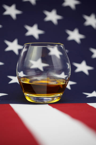 American Whiskey - whiskey on a flag background